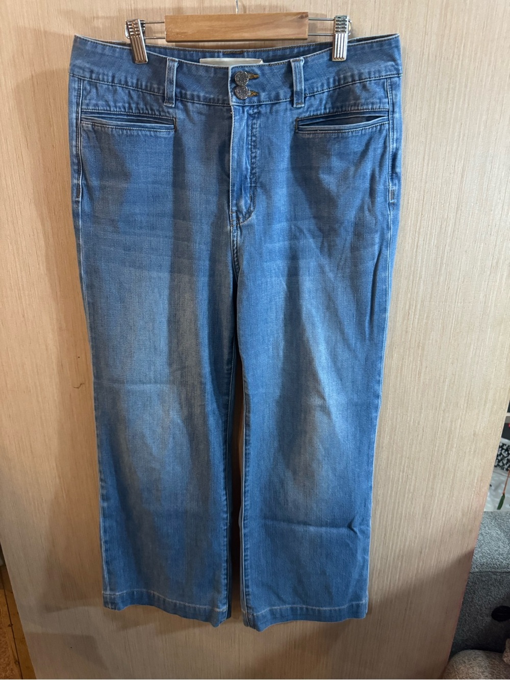 Women’s Soft Surroundings Wide Leg Jeans in Light Blue Denim Size 12P